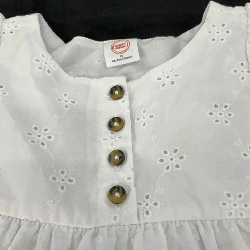 Little Girl's 2T Dresses Flutter Sleeve Eyelet Jumping Beans Wonder Nation Set